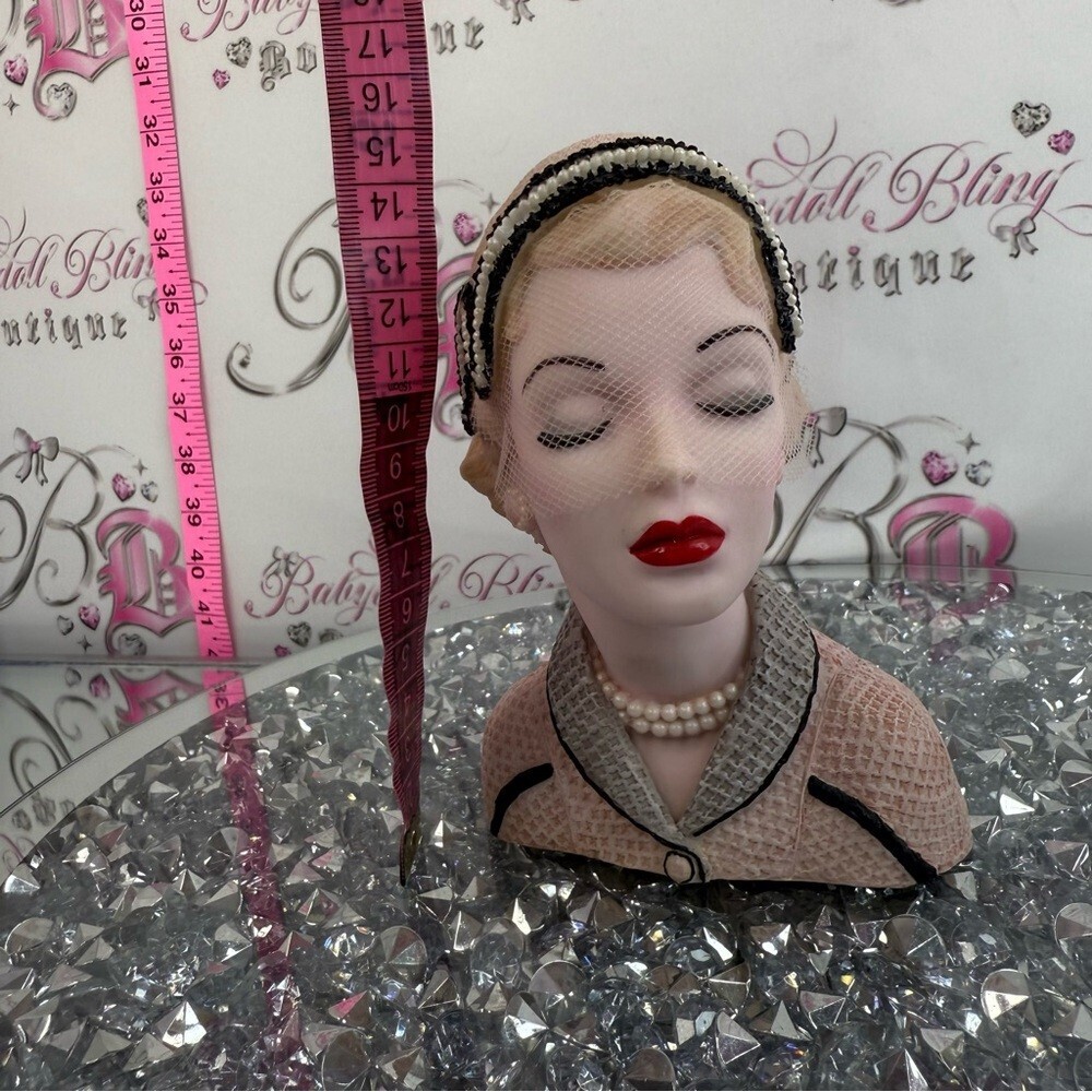 Cameo girls 1954 Vintage Style Women's Headband with Veil  Black pink Cream - Picture 10 of 12